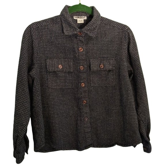 Sunbelt Wool Buttoned Jacket Dark Grey Checks Ladies Size L - Picture 1 of 4